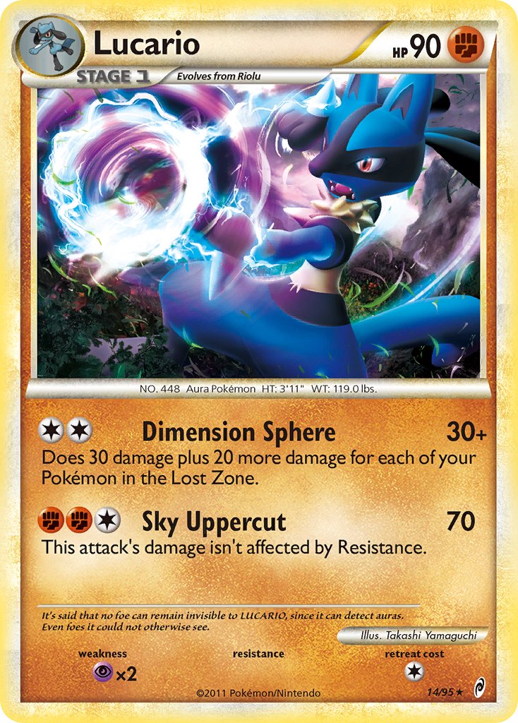 Lucario (14/95) (Cracked Ice Holo) (Theme Deck Exclusive) [HeartGold &