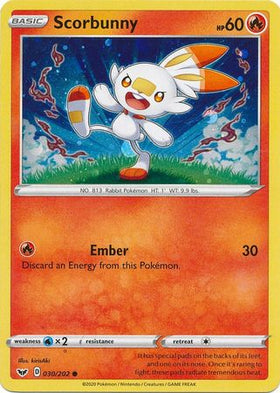 Scorbunny (030/202) (Holo cosmos) [Espada y escudo: conjunto básico] 