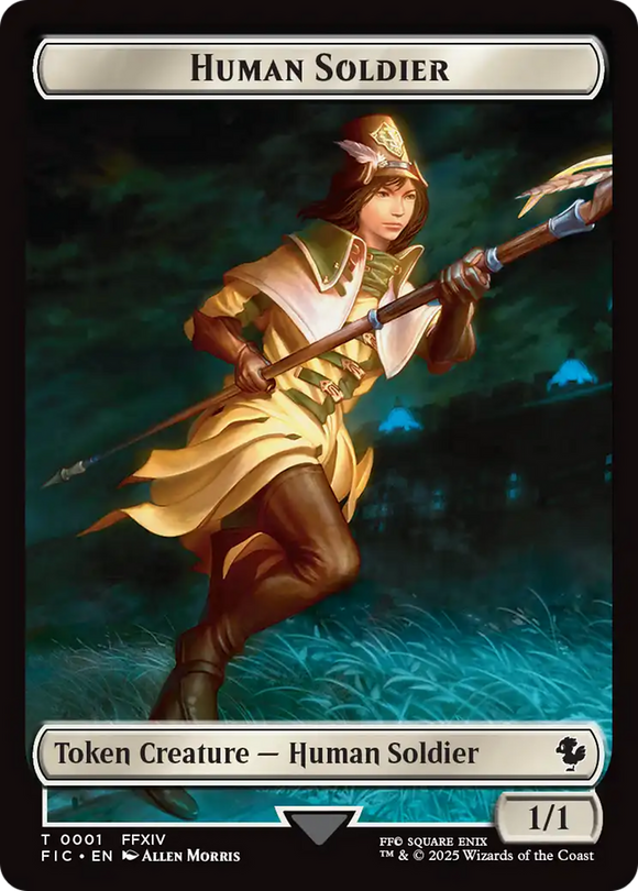 Human Soldier // Hero (0008) Double-Sided Token [FINAL FANTASY Commander Tokens]