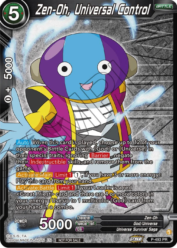 Zen-Oh, Universal Control (ganador del paquete de torneo de la serie Zenkai vol. 3) (P-493) [Tarjetas de promoción de torneo] 