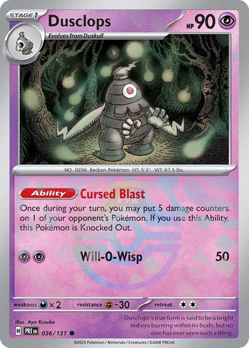 Dusclops (036/131) (Master Ball Pattern) [Scarlet & Violet: Prismatic Evolutions]