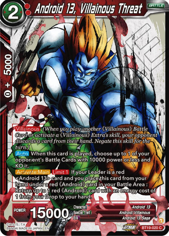 Androide 13, Amenaza villana (BT19-020) [Ambición del luchador] 