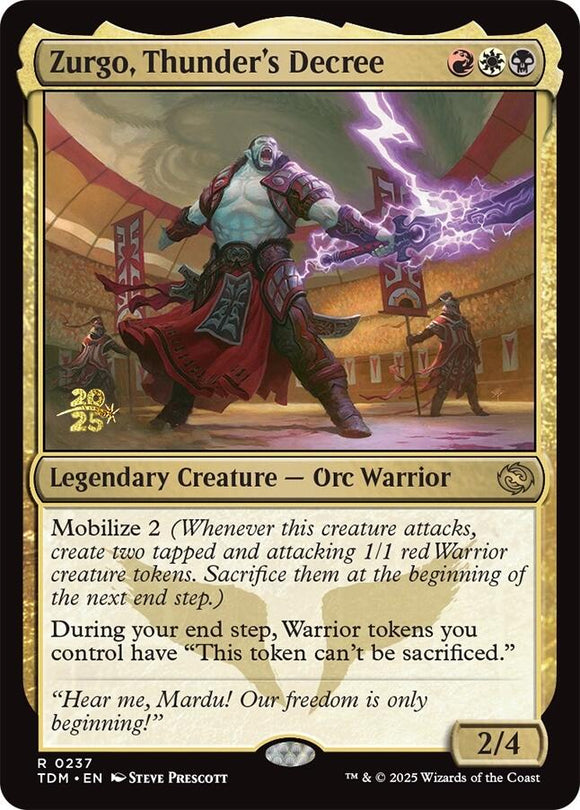Zurgo, Thunder's Decree [Tarkir: Dragonstorm Prerelease Cards]