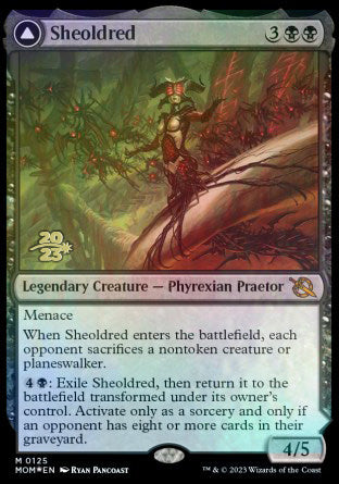 Sheoldred // Las verdaderas escrituras [Promociones previas al lanzamiento de March of the Machine] 