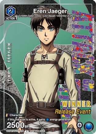 Eren Jaeger (Release Event Winner) (UEPR/AOT-1-026) - UE10BT Attack on Titan Release Event Cards Foil