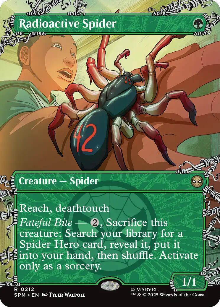 1 of 1 spider man card mtg Radioactive Spider (Borderless) [Marvel's Spider-Man]