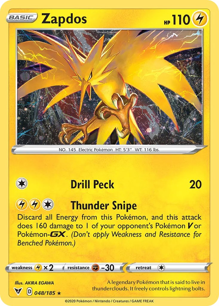 Zapdos (048/185) (Holo cosmos) [Espada y escudo: voltaje vívido] 