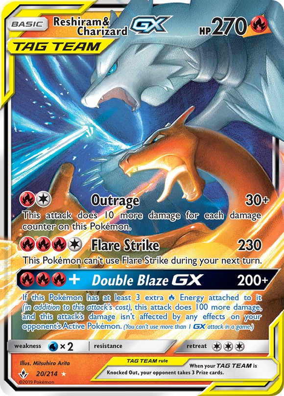 Reshiram y Charizard GX (20/214) [Sol y Luna: Lazos inquebrantables] 