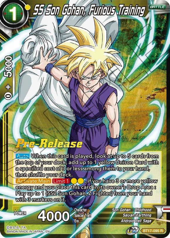 SS Son Gohan, Entrenamiento furioso (BT17-095) [Promociones de prelanzamiento de Ultimate Squad] 