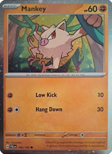 Mankey (106/193) (Holo cosmos) [Scarlet &amp; Violet: Paldea evolucionada] 
