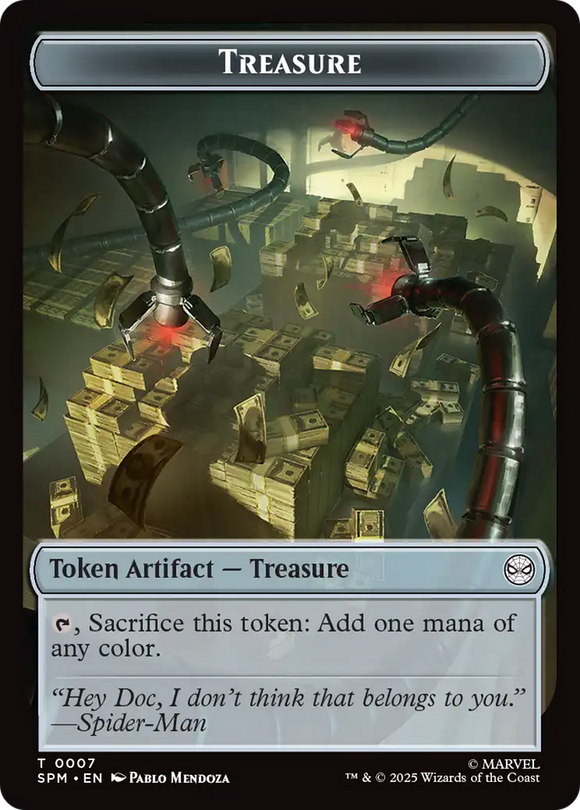Spider // Treasure Double-Sided Token [Marvel's Spider-Man Tokens]