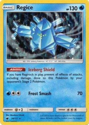 Regice (28/111) (Holo cosmos) [Sol y Luna: Invasión carmesí] 