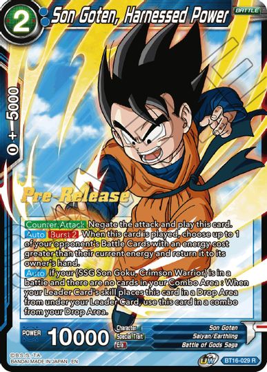 Son Goten, Harnessed Power (BT16-029) [Promociones de prelanzamiento de Realm of the Gods] 