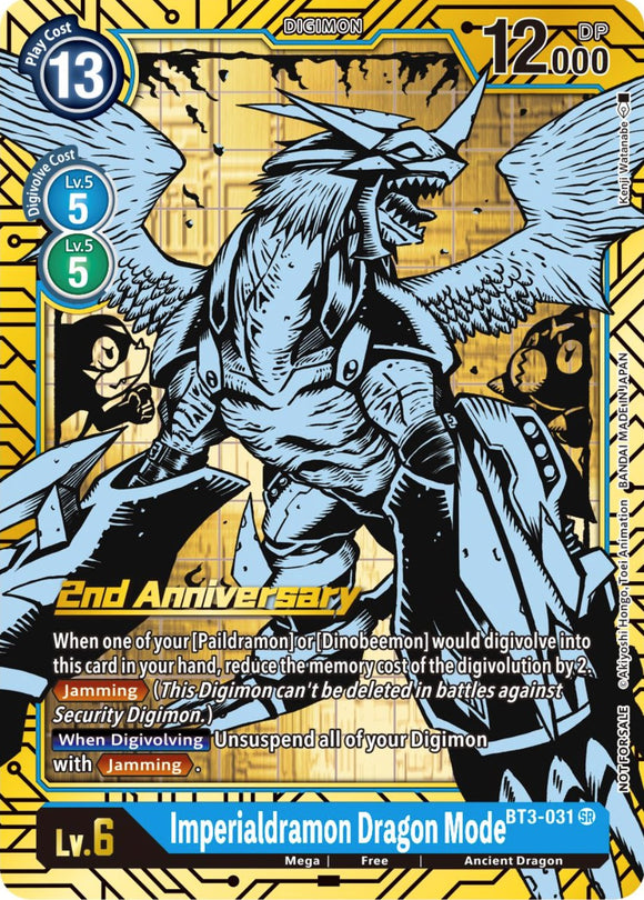 Imperialdramon Modo Dragón [BT3-031] (juego de cartas del 2.º aniversario) [Lanzamiento de cartas especiales de promoción] 