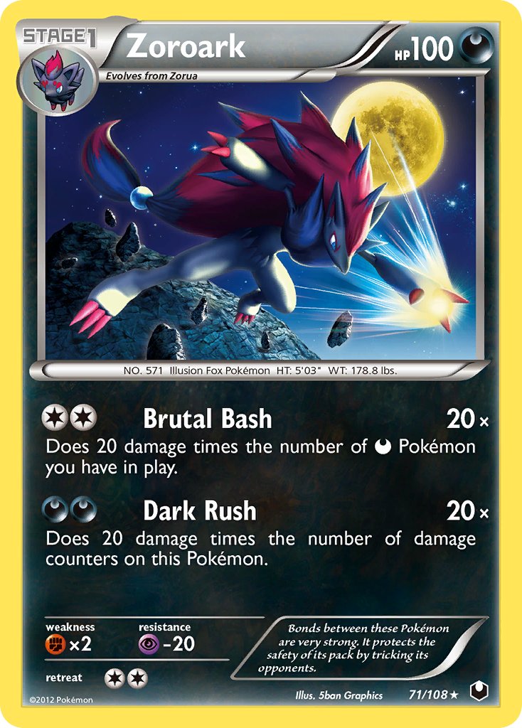 Zoroark (71/108) (holográfico de hielo agrietado) (mazo temático exclusivo) [Black &amp; White: Dark Explorers] 