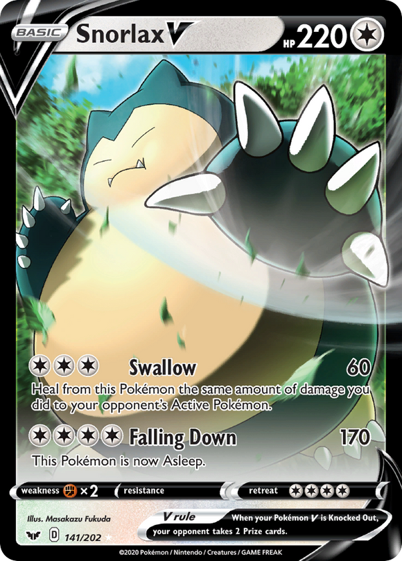 Snorlax V (141/202) (de gran tamaño) [Espada y escudo: conjunto básico] 