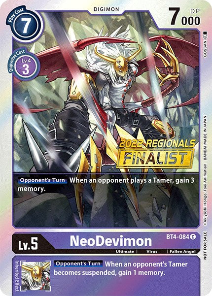 NeoDevimon [BT4-084] (Campeonato Regional Online 2022) (Finalista Online) [Grandes Promociones de Leyendas] 