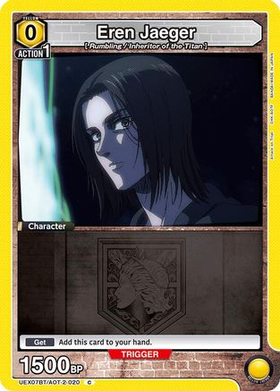 Eren Jaeger (020) (Box Topper Foil) (UEX07BT/AOT-2-020) - UEX07BT Attack on Titan Vol 2 Foil