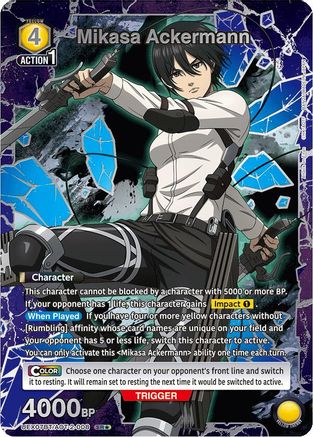 Mikasa Ackermann (008) (Box Topper Silver Foil) (UEX07BT/AOT-2-008) - UEX07BT Attack on Titan Vol 2 Foil