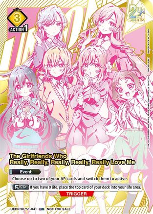 The Girlfriends Who Really, Really, Really, Really, Really Love Me (041) (Second Place) (UEPR/RLY-1-041) - Union Arena Promotion Cards Foil