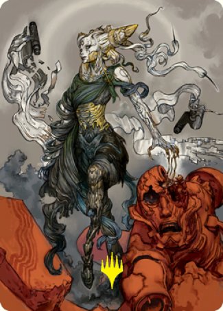 Tamiyo, tarjeta de arte de Sage completa (firma estampada en dorado) [Serie de arte Kamigawa: Neon Dynasty] 