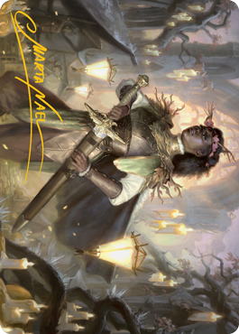 Tarjeta de arte de Centinela de Sungold (firma estampada en dorado) [Serie de arte de Innistrad: Midnight Hunt] 