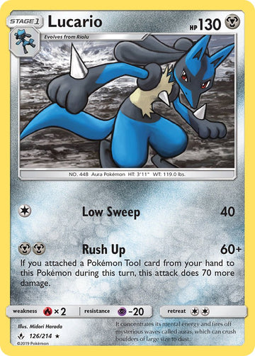 Lucario (126/214) (Exclusivo de la baraja temática) [Sun &amp; Moon: Unbroken Bonds] 