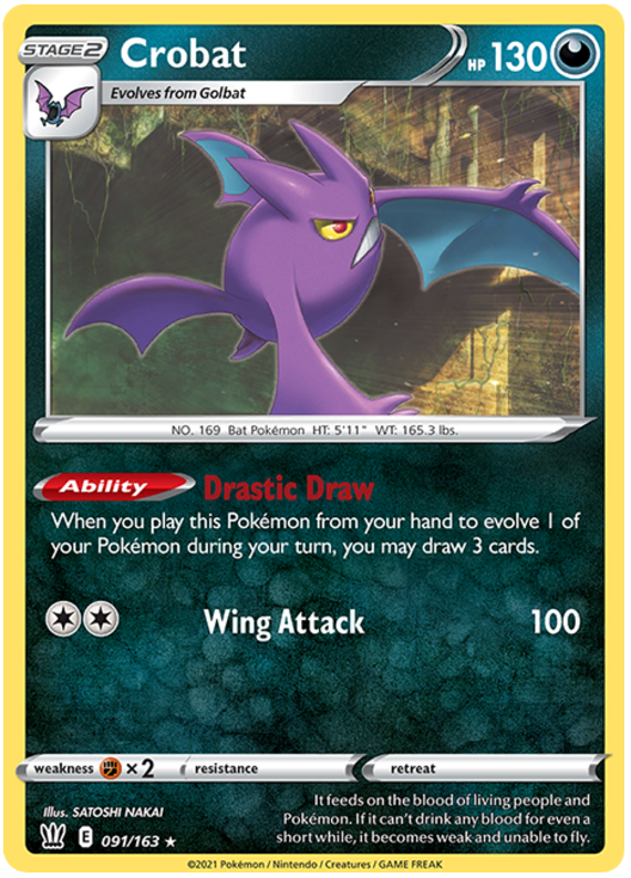 Crobat (091/163) (Exclusivo del mazo temático) [Espada y escudo: estilos de batalla] 