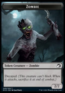 Zombie (005) // Teferi, Who Slows the Sunset Emblem Double-Sided Token [Innistrad: Midnight Hunt Tokens]-1