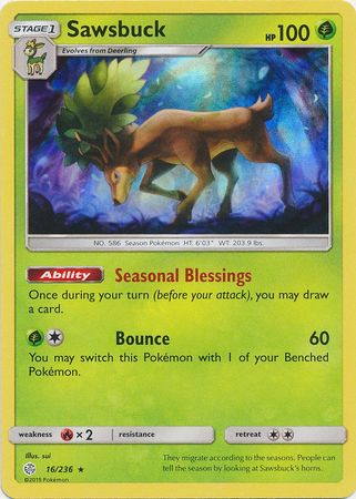 Sawsbuck (16/236) (Exclusivo de la caja de construcción y combate) [Sun &amp; Moon: Cosmic Eclipse] 