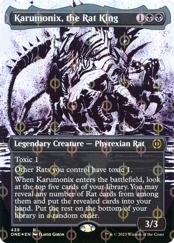 Karumonix, el Rey Rata (Paso de Icor sin bordes y lámina completa) [Phyrexia: All Will Be One] 