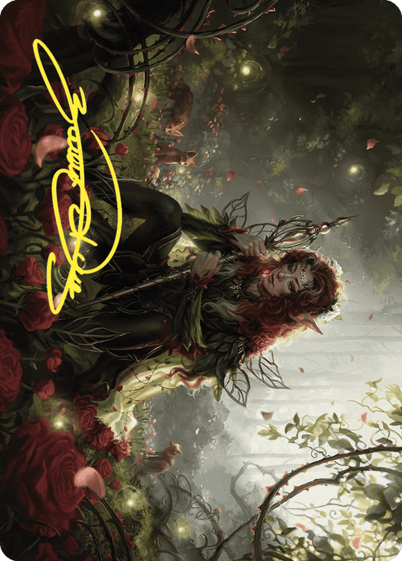 Tarjeta de arte de Yenna, regente de dientes rojos (firma estampada en dorado) [Serie de arte Wilds of Eldraine] 