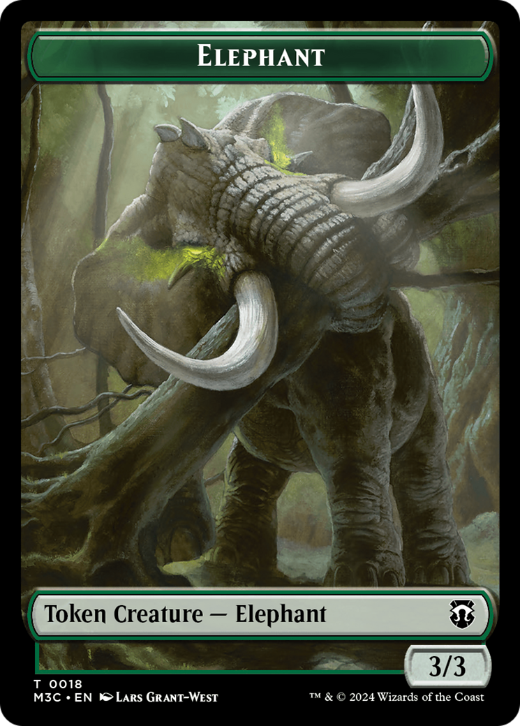 Zombie (Ripple Foil) // Elephant Double-Sided Token [Modern Horizons 3 Commander Tokens] - 0