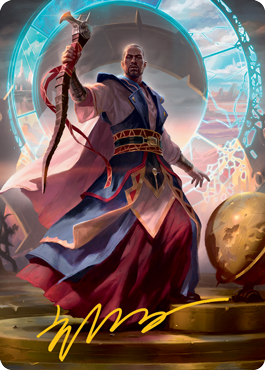 Tarjeta de arte de Teferi, quien ralentiza el atardecer (firma estampada en oro) [Serie de arte Innistrad: Midnight Hunt] 