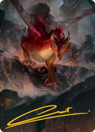 Tarjeta de arte del Dragón Rojo (firma estampada en dorado) [Serie de arte de Dungeons &amp; Dragons: Adventures in the Forgotten Realms] 