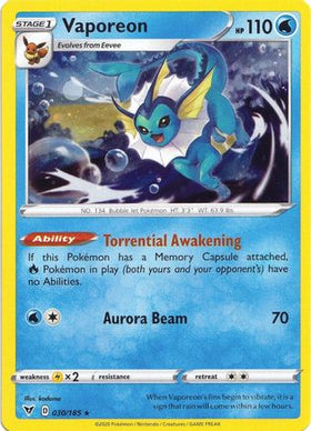 Vaporeon (030/185) (Holo cosmos) [Espada y escudo: voltaje vívido] 