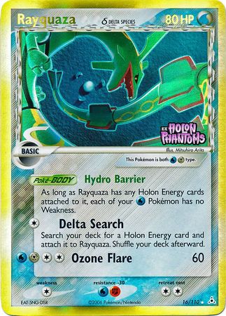 Rayquaza (16/110) (Especie Delta) (Estampada) [EX: Fantasmas Holónicos] 
