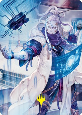 Tarjeta de arte de Tameshi, arquitecto de la realidad 2 (firma estampada en dorado) [Serie de arte Kamigawa: Neon Dynasty] 