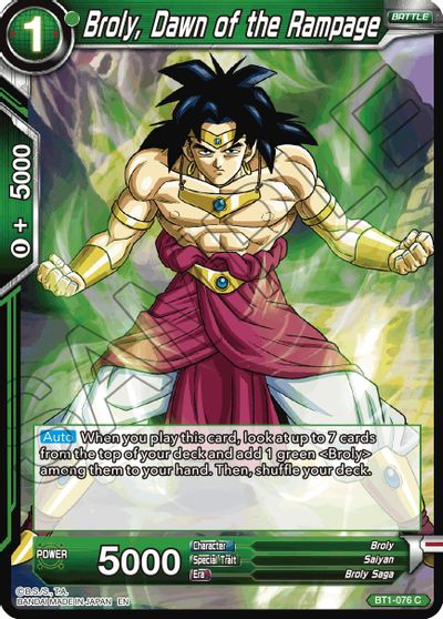 Broly, el amanecer de la masacre (reimpresión) (BT1-076) [Refuerzo de Battle Evolution] 