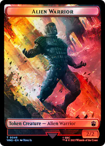 Copy // Alien Warrior Double-Sided Token (Surge Foil) [Doctor Who Tokens] - 0