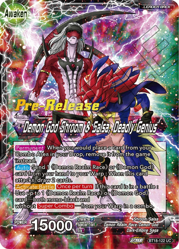 Shroom &amp; Salsa // Demon God Shroom &amp; Salsa, Deadly Genius (BT18-122) [Promociones de prelanzamiento de Dawn of the Z-Legends] 