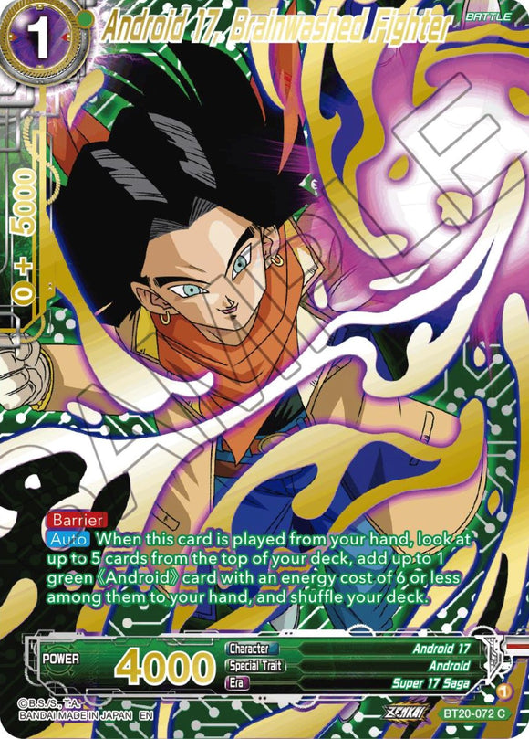 Androide 17, luchador con lavado de cerebro (sello dorado) (BT20-072) [Poder absorbido]