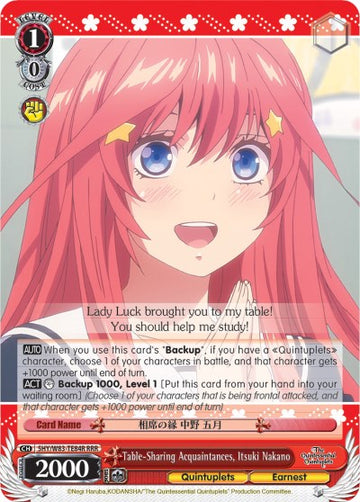 Conocidos que comparten mesa, Itsuki Nakano (5HY/W83-TE84R RRR) [Las quintillizas por excelencia] 