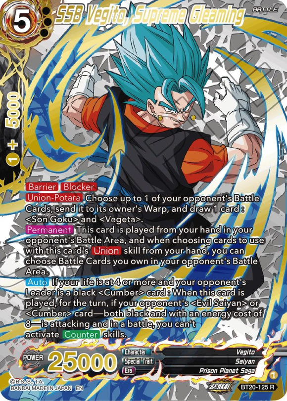 SSB Vegito, supremo brillante (estampado en oro) (BT20-125) [Poder absorbido] 