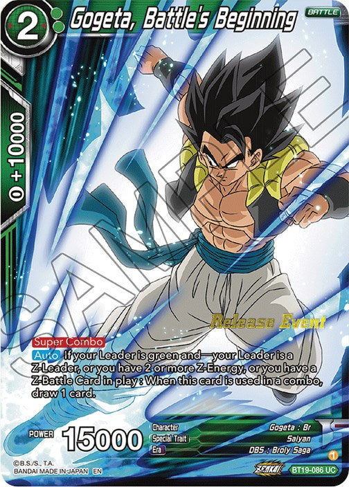 Gogeta, el comienzo de la batalla (Paquete de vacaciones Ambición del luchador) (BT19-086) [Tarjetas de promoción de torneos] 