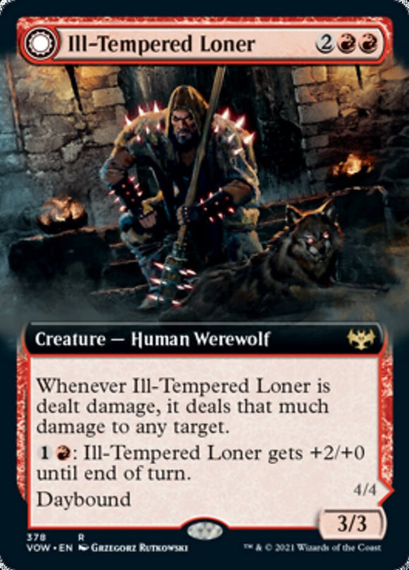 Solitario de mal carácter // Vengador de la manada aulladora (ilustración ampliada) [Innistrad: Crimson Vow] 