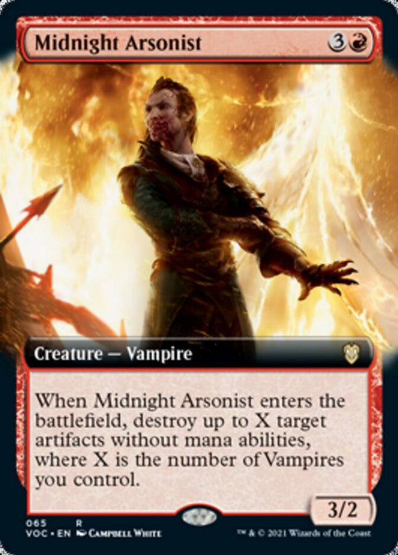 Pirómano de medianoche (ilustración ampliada) [Innistrad: Crimson Vow Commander] 
