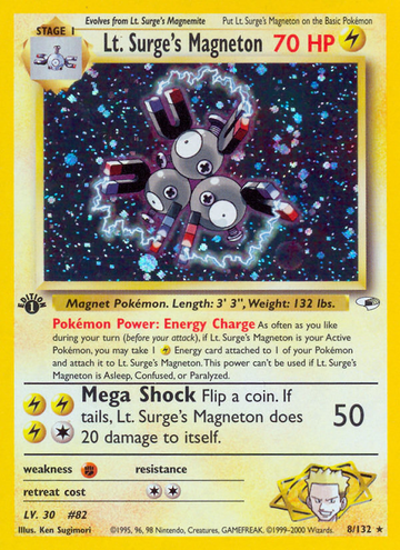 Magneton del teniente Surge (8/132) [Héroes del gimnasio, 1.ª edición] 