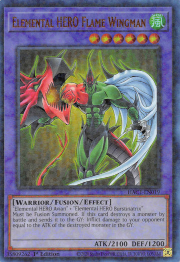 Elemental HERO Flame Wingman (Duel Terminal) [HAC1-EN019] Raro paralelo 