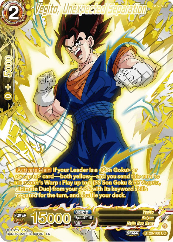 Vegito, separación inesperada (sello dorado) (BT20-100) [Poder absorbido] 